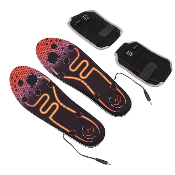 1 par oppvarmede såler sett Unisex støtdemping utendørs oppladbare USB oppvarmede såler 100‑240V EU-kontakt