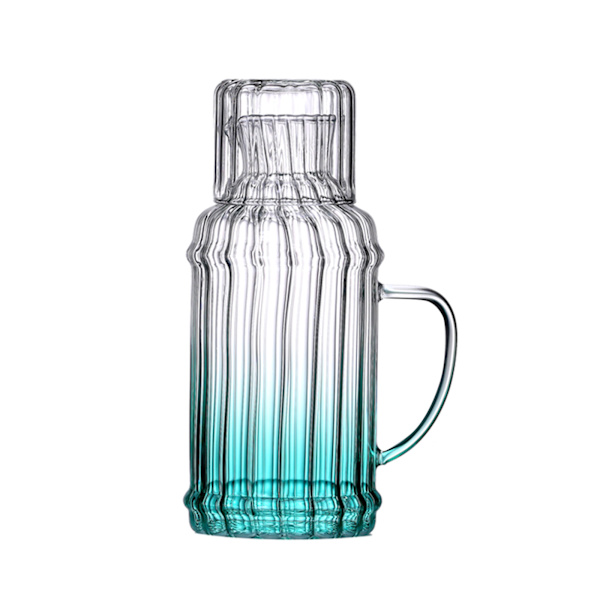 Vintage vandkande ved sengen matchende drikkeglas Elegant kande med tumbler til husholdning 2000 ml grøn