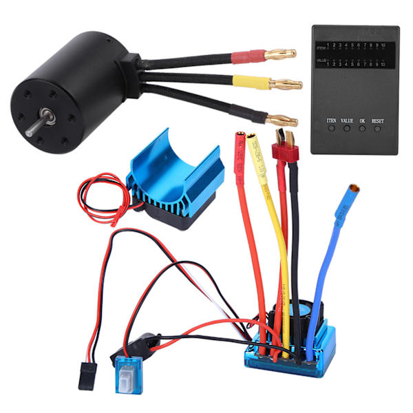 3650 Motor 3900Kv Brushless ESC Køleplade Programkort Sæt RC Bil Tilbehør (80A)