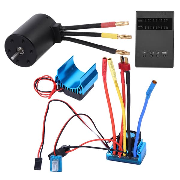 3650 Motor 3900Kv Brushless ESC Varmekjøler Programmeringskortsett RC Bil Tilbehør (80A)