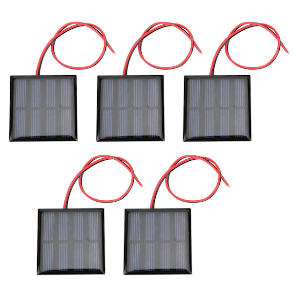 5 st Mini Solar Panel Power Supply Module Board med 30CM Red Black Line DC2V 150mA