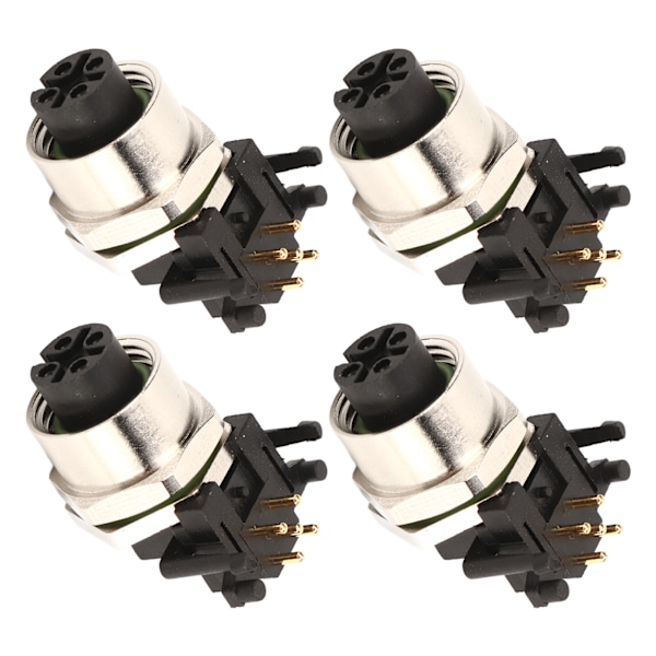 4 stk Elektrisk Aviation Socket Connector M12 5-polet Aluminiumlegering Vanntett for Bobil Båt