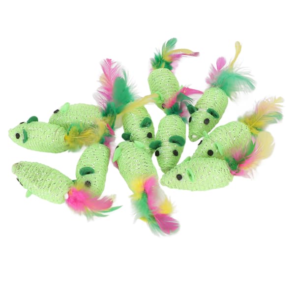 Interaktivt Pibende Kattesættet Legetøj 11 Grønne Muselegetøj til Katte Killinger