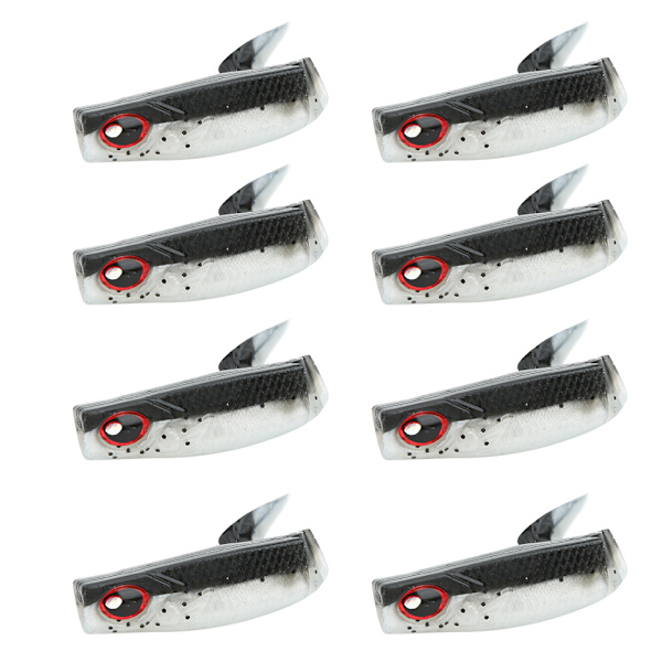 AR29 8 stk mykt agn mask 60 mm 2,5 g fiske agn dobbelfarget T hale kunstig TPR agn