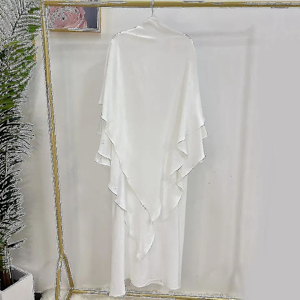Ramadan Eid muslimsk kvinnors 2-delad Abaya-set i vitt XL-XXL