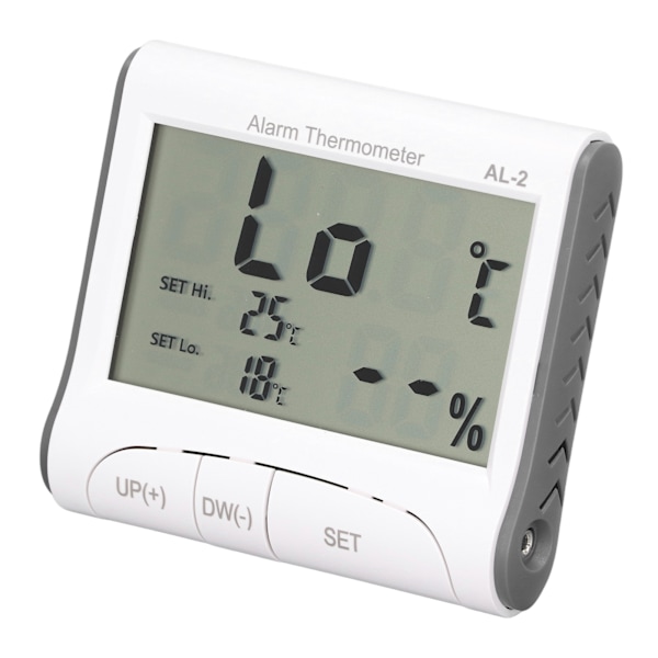 Digital termometer Hygrometer ℃/℉ Hög låg temperatur automatiskt larm Digital lagringsfunktionsmätare med LCD-skärm