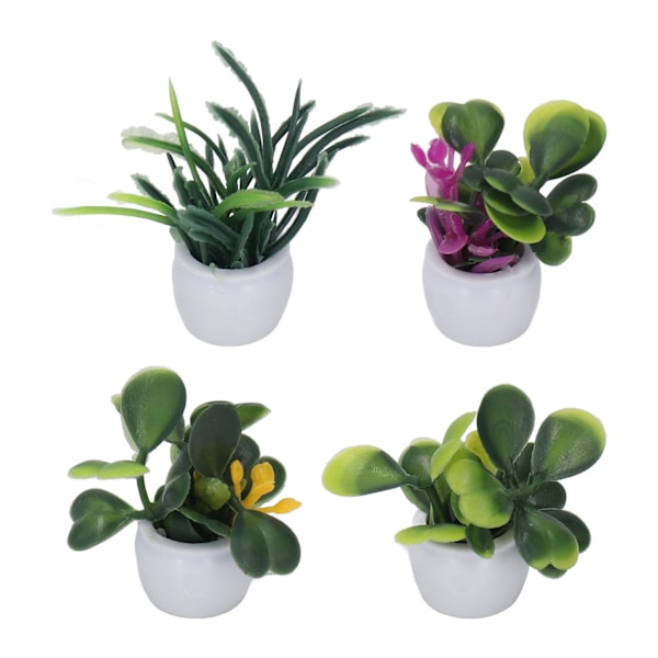 4 stk Dukkehustræer Miniatyr Kunstig Blomst Tiny Bonsai til 1:12 Dukkehustræde Dekoration