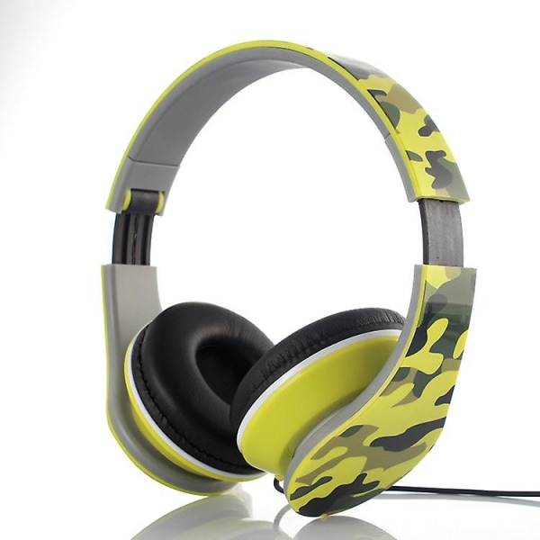Camouflage Over-Ear hovedtelefoner med mikrofon - Trendy design, overlegen lydkvalitet Yellow 3.5mm