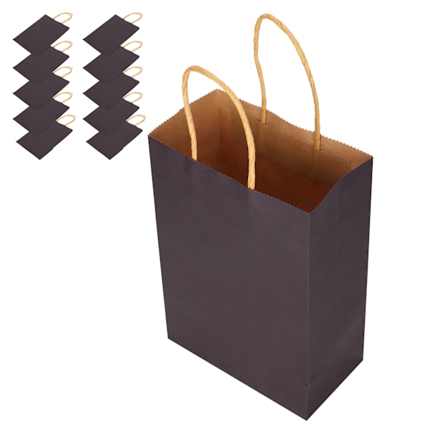 10 stk Bærbare Party Kraftpapirposer Enkle Handleposer Gavepose med Håndtak 15 x 8 x 21cm Blå