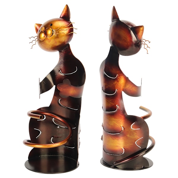 Kat Vinholder Stativ Metal Dekorativ Katteformet Vinholder Stand Vinflaskeholder Skulptur til Bordpladedekoration