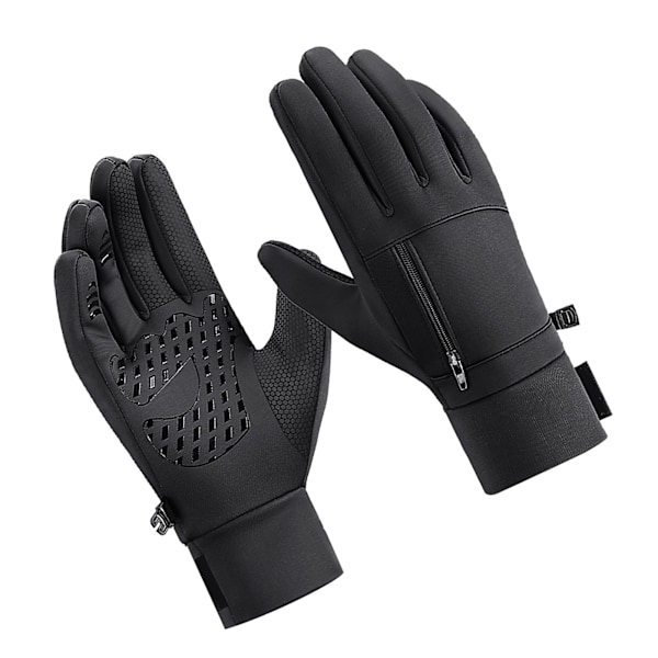 Varme hansker Polyester Vindtett Split Finger Touch Screen Vinterhansker for løping og vandring Svart