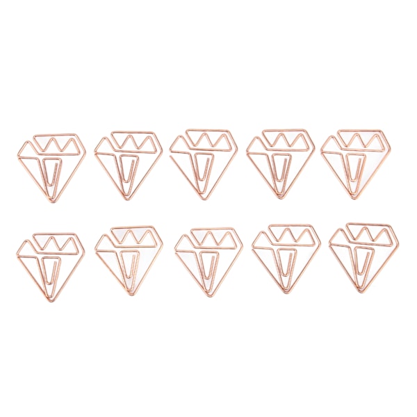 100 st Roséguld Gem Söta Diamantformade Multifunktionella Små Metall Gem Planeringsklämmor för Studenter Kontorsmaterial