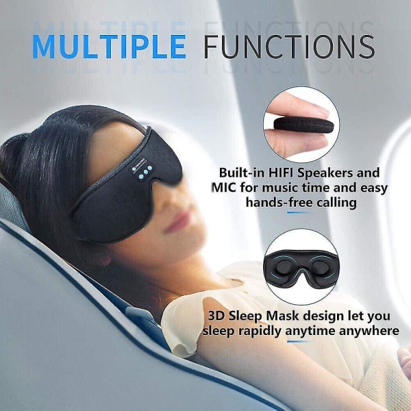 3d Trådløs Bluetooth Sovende Øjenmaske Hovedtelefoner Memory Foam Musik Headset Til Mænd Kvinder