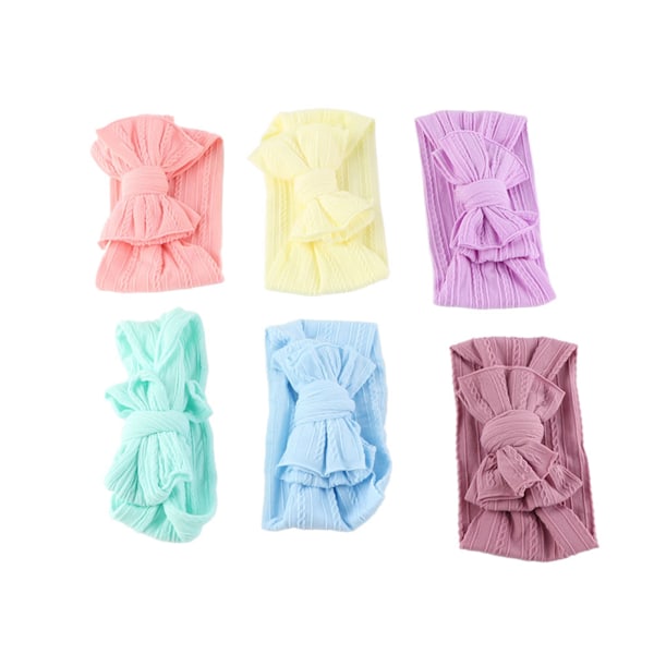 6 stk Baby Hårbånd Sød Håndlavet Blødt Spædbarns Hårbånd Fotorekvisitter Rosa Blå Taro Lilla Beige Lilla Mintgrøn