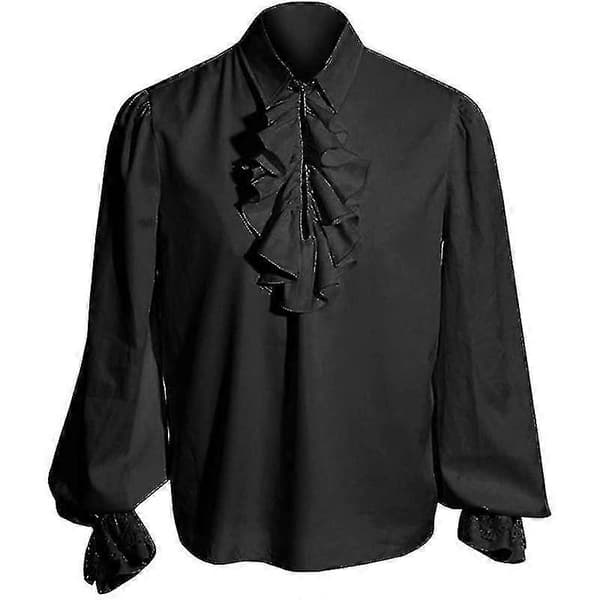Middelaldersk viktoriansk steampunk-skjortedrakt for menn black 2XL