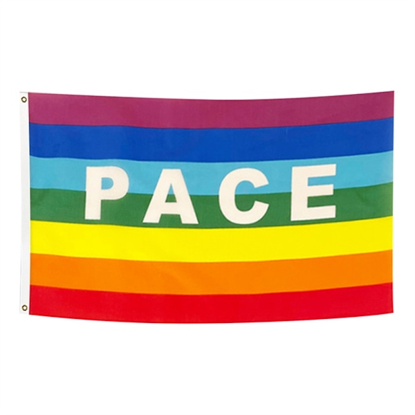 Färgglad Fredsflagga Polyester Pacifistflagga 90 X 145 cm Fredsbannerflaggor för trädgårdsbalkong utomhus
