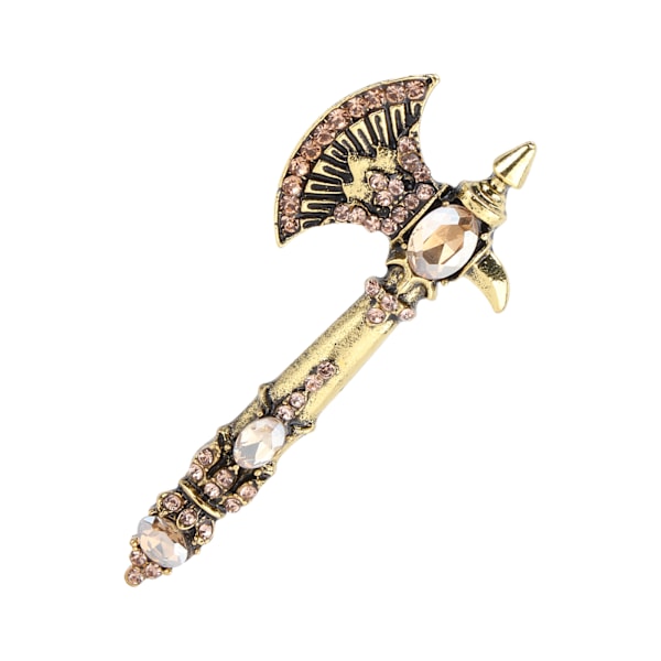 Broche Rhinestone Økse Broche Vintage Tomahawk Nål Julebrocher til Kvinder Piger Gylden