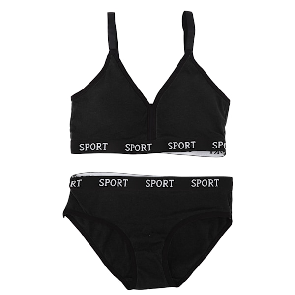 Dam Sport BH Underkläder Set Mjuk Andas Justerbar Kammad BH Trosor i bomull för Yoga Träning Svart
