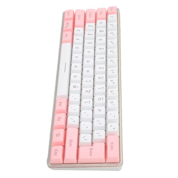 Gamingtangentbord USB 61-tangenter Kontrastfärg RGB-ljusnyckellinjeseparation Mekaniskt trådanslutet tangentbord för kontorsspel Vit Rosa
