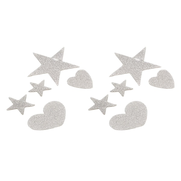 10 stk. Stjerneformede Rhinestone Applikationer Selvklæbende DIY Hjerte Stryge-på-mærker Sy-på-mærker til Hatte Tasker Jakker