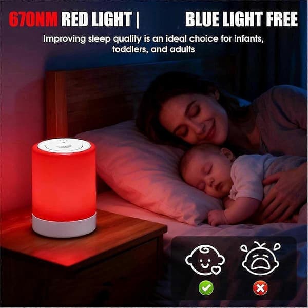 Rød lysterapi søvnlamp, 670nm rød nattlampe, berøringskontroll søvnhjelp sollys lampe
