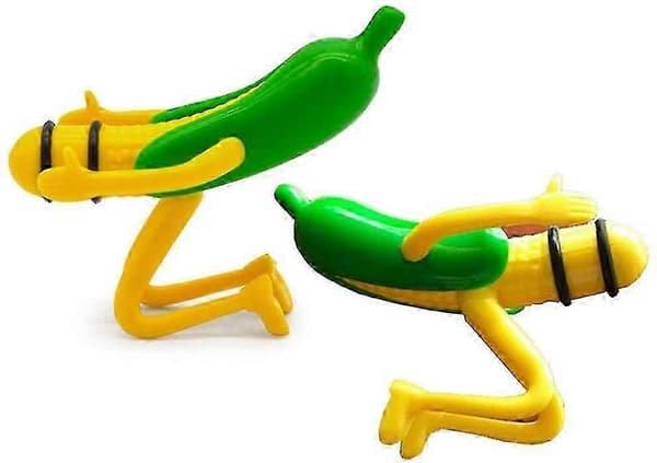 2-pack roliga plastproppar för vinflaskor (gul och grön majs)