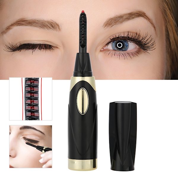 Elektrisk ögonfransböjare Uppvärmd förlängning Långvarig ögonfranscurling Makeup Tools Svart