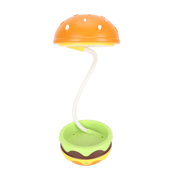 Børne Læselampe Hamburger Style Fleksibel Svanehals USB-opladning Blødt Varmt Lys Børne Skrivebordslampe til Hjemmet Skolekontoret