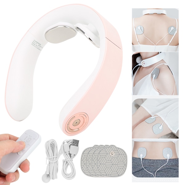 Nackkota Massageapparat Mini Smart konstant temperatur Varm kompress Puls Fysioterapi Instrument Multifunktion Nacke och axel massageapparat Rosa