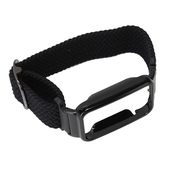 Braided Loop Strap for Mi Band 7 Pro Adjustable Elastic Nylon Loop Bracelet with Protective Frame Black Band Case