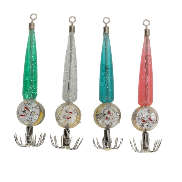 4 stk LED Fiske Lures Lys Gløder i Mørket Under Vann Fiske Lures Lys undervannslampe med krok