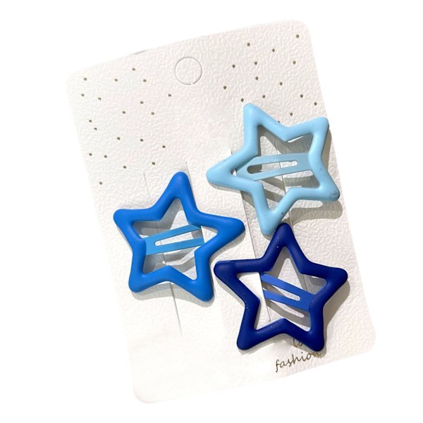 Star Snap Hårklämmor Hollow Star Hårspännen Blandad färg Söta hårspännen Hårstyling Accessoarer för kvinnor Dam Flickor Blå