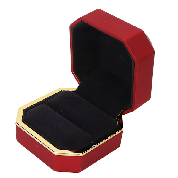 LED Ljus Ring Box Smycken Display Presentbox Smycken förvaringsfodral för förlovningsbröllopRöd