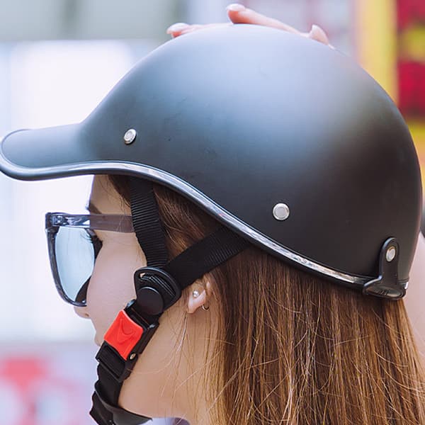 Motorcycle Baseball Style Helmet Breathable Adjustable Lightweight ABS Plastic Black