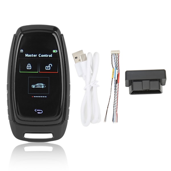 Bilsmart LCD-nøkkel Berøringsskjerm Bluetooth 5.0-tilkobling Nøkkelfri inngang Glatt berøring for en-knapps startmodeller Svart