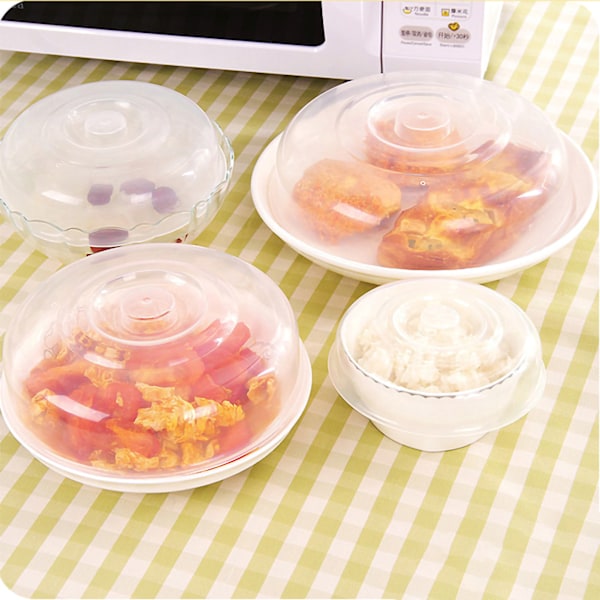 Mikrobølgeovnsdæksel Transparent PP-materiale Madskærm Grip Design Sikker Sund Mikrobølgeovnsstænkskærm Medium Størrelse 17 cm