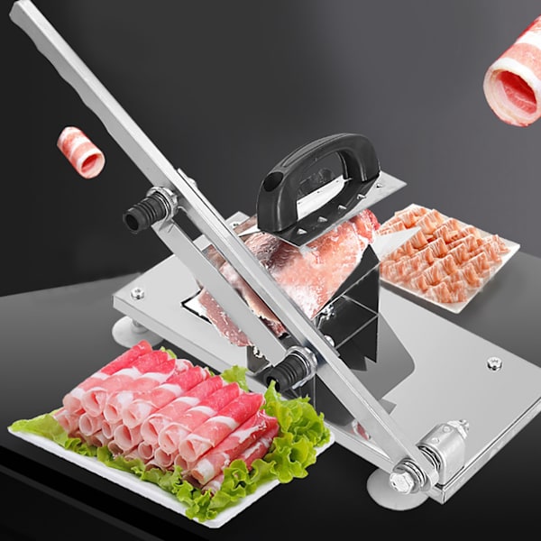Multifunktionell hushållsmanuell frysning av kött nötkött fårkött ark rullskärare skivningsmaskin multifunktionell köttskärare