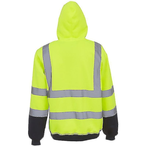 Reflekterande säkerhetsarbetskläder Hoodie Pullover Sweatshirt för män - Fluorescerande gul, storlek L