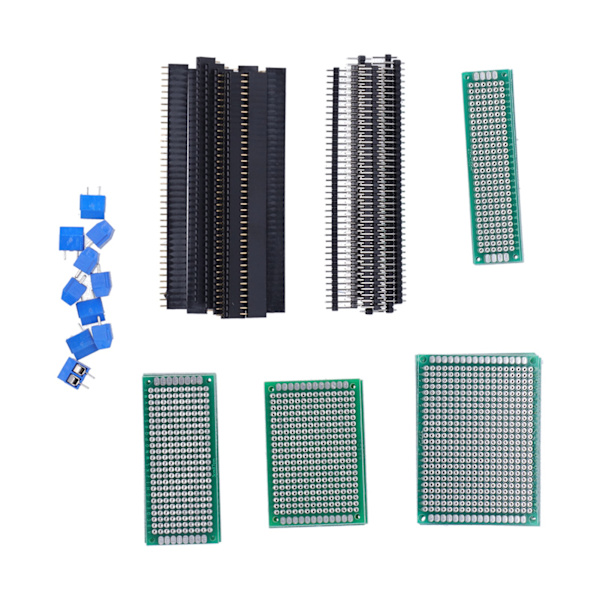 PCB Board Kit Dubbelsidig kretskortset med skruvterminal och header-kontakt för el-lödning nybörjare
