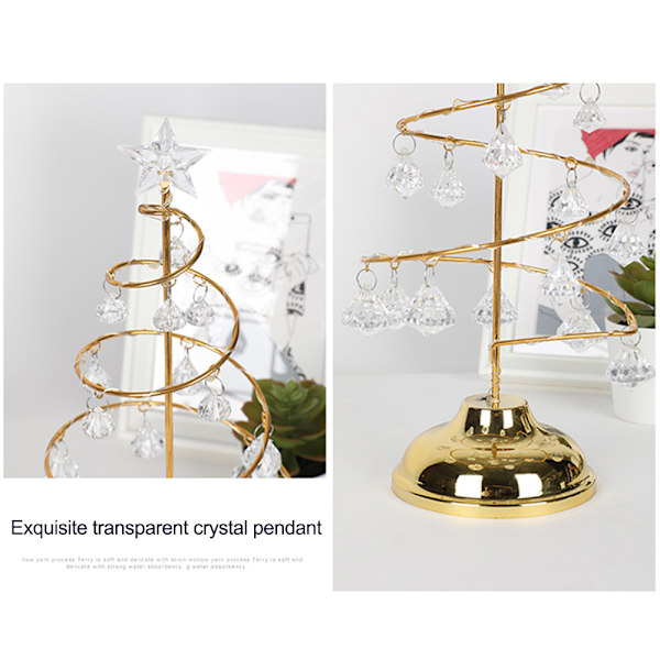 LED-julgranslampa Batteridriven Spiral Julgransbordslampa med Star Topper för Juldekor i hemmet i sovrummet Guld