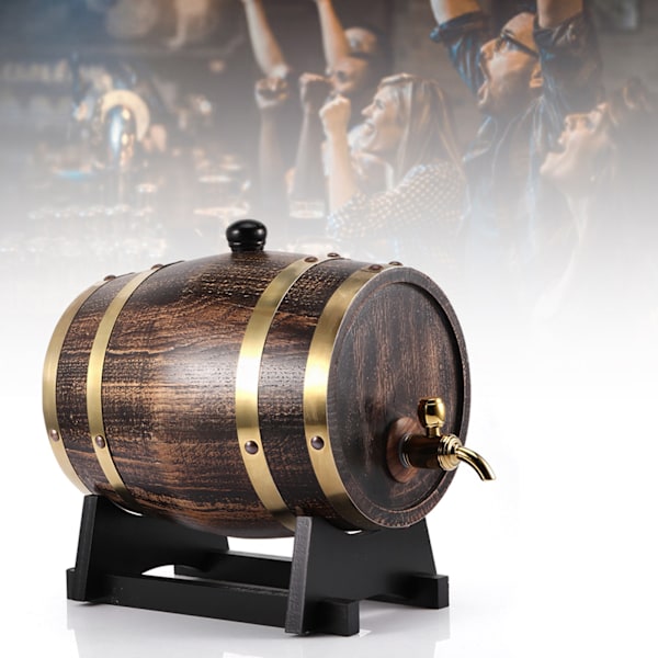 3L retrostil Ek Trä Rödvin Brandy Whiskyfat Keg Hinkbehållare med kran