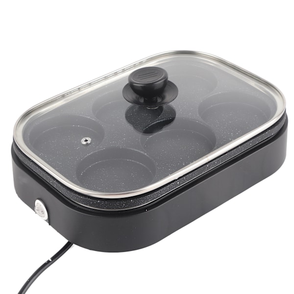 6-huls æggstegepande Nonstick-morgenmadspande Multifunktionel morgenmadsmaskine Hamburgermaskine med låg