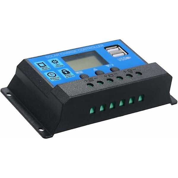 Solpanelregulator med to USB-porte og strømsikring