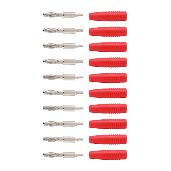 10 kpl 4 mm banaaniliitäntä 22.040 Plug Banaaniliitäntä DIY Urosliitin Adapteri Multimetrille Testikaiuttimelle Kaiuttimelle Punainen