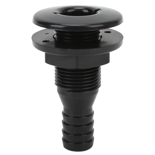 Boat Thru Hull Fitting 3/4 inch ABS Plastic Hose Connector Drain Outlet Accessory Black