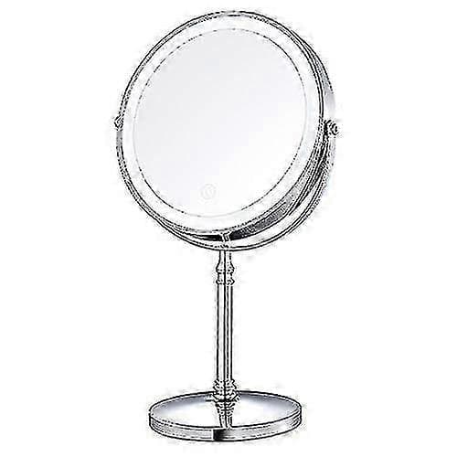 10x Forstørrende makeup-spejl med lys 8 tommer dobbeltsidet genopladeligt dæmpbart Chrome