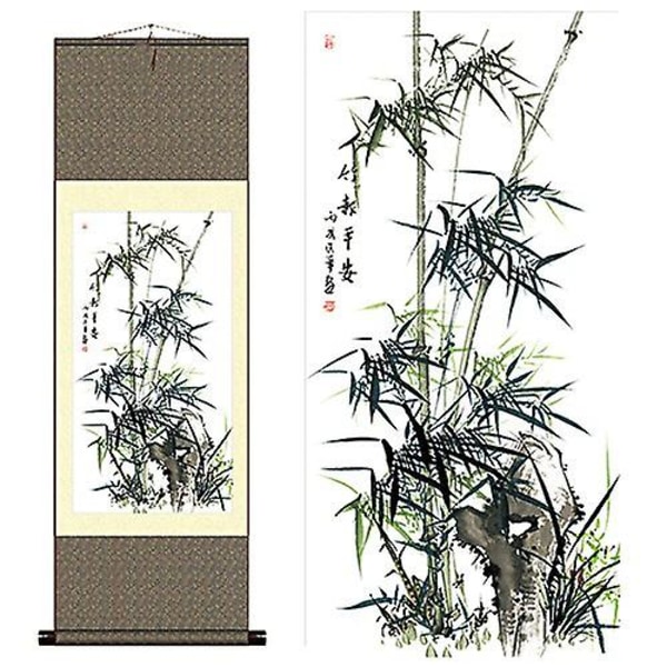 Vegg Silke Reel Maleri Bambus mønster