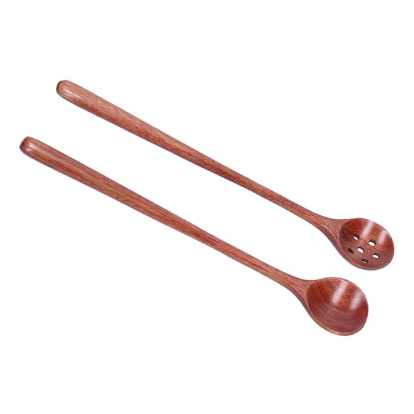 2 pcs/set Wooden Spoon with Long Straight Handle Kitchen Utensils for Cup Plate Bowl Kitchen