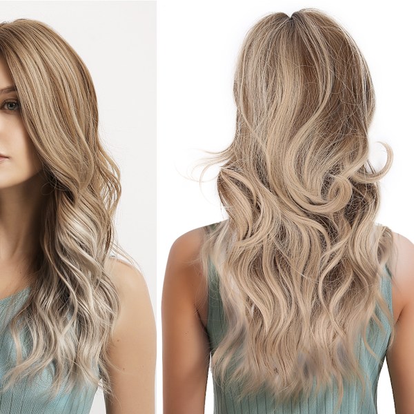 Dam lång vågig ljusblond peruk Dam Fashionabla Cosplay Party Syntetiska peruker 60 cm LC279‑3