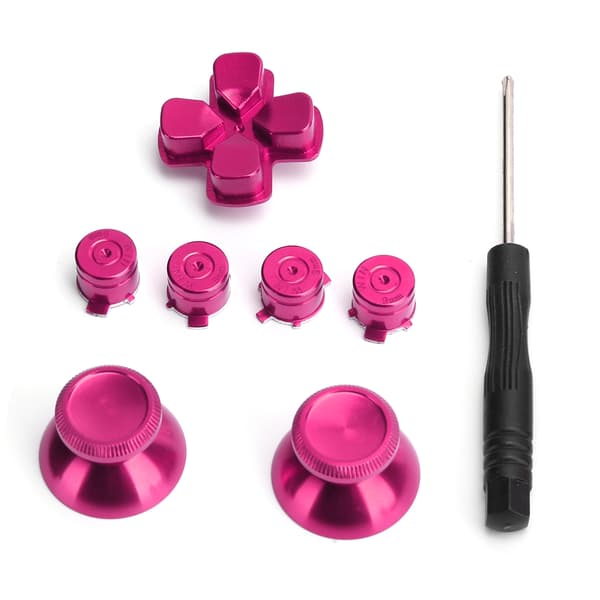 Metallknapp Tommelpinne Simulerer grep for PS4 Gamepad Controller Joystick Utskifting Rose Red